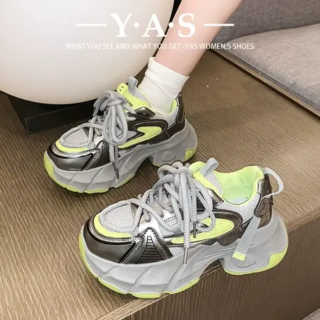 爆款网面透气老爹鞋女款2024新款ins炸街厚底百搭显脚小运动女鞋商品大图
