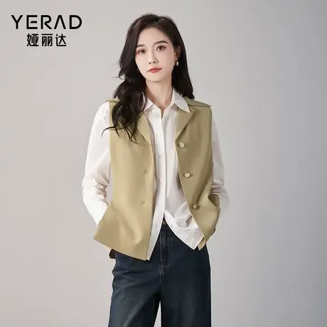 娅丽达白色气质西装马甲背心女2024春装新款气质通勤上衣坎肩马夹图片