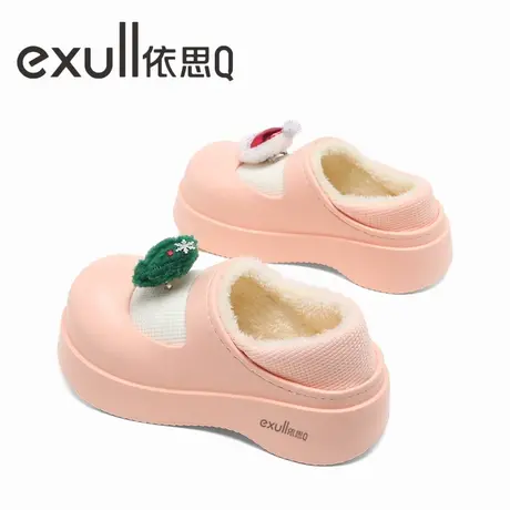 exull/依思Q棉拖鞋女2023冬季新款休闲外穿加绒圣诞节百搭玛丽珍图片