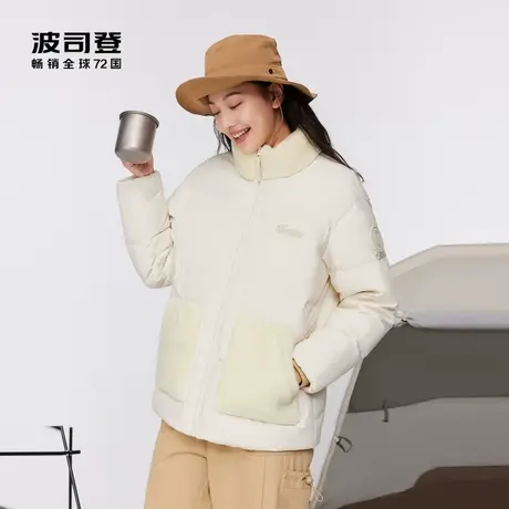 波司登女士羽绒服2023新款仿羊羔毛拼接时尚短款外套B30145902DS图片