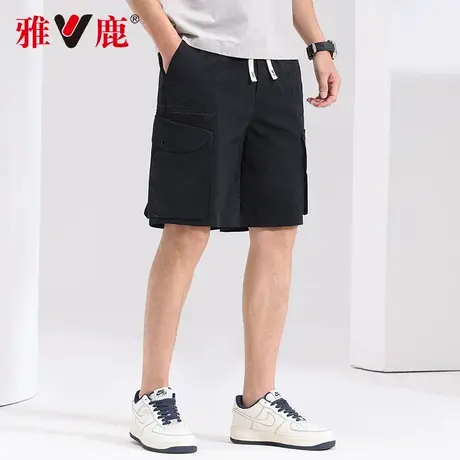 雅鹿夏季2025新款美式工装短裤运动中裤宽松休闲百搭凉感五分裤图片