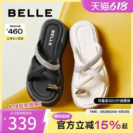 百丽女鞋子新款夹趾厚底拖鞋外穿凉拖运动凉鞋女夏外穿B1968BT4图片