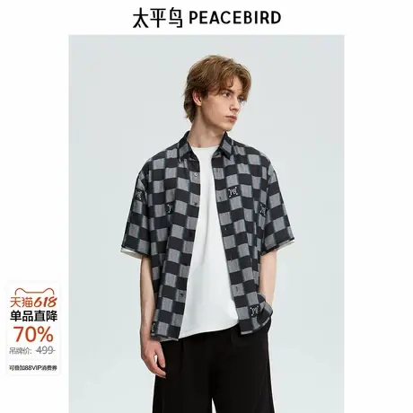 太平鸟男装衬衫新款潮牌棋盘格外穿 B1CJE2C03图片
