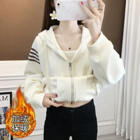 今年流行连帽加绒加厚卫衣外套女2023新款爆款秋冬季宽松洋气减龄商品大图