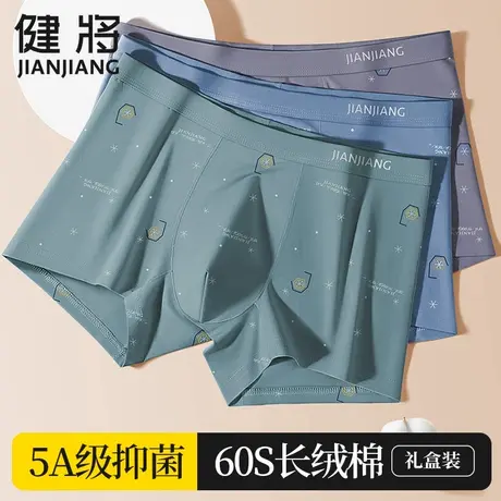 健将男士内裤男生纯棉抗菌裆学生四角短裤男款大码宽松中腰平角裤商品大图