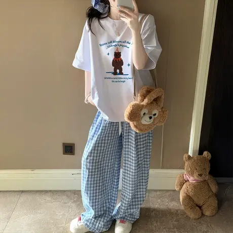 白色纯棉短袖t恤女2025新款夏季半袖韩系穿搭宽松小众设计感上衣图片