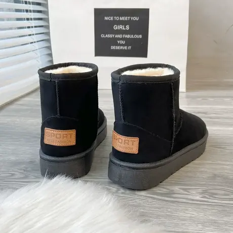 爆款雪地靴女皮毛一体马丁靴女2023新款秋冬季加厚短靴加绒棉鞋子商品大图