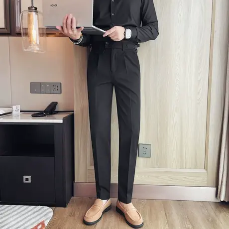 那不勒斯西裤男秋冬新款2025年男士西装长裤时尚百搭修身小脚裤商品大图