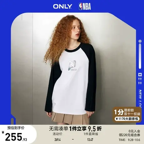 ONLY奥莱2023夏季新款NBA联名款宽松圆领长袖T恤女商品大图