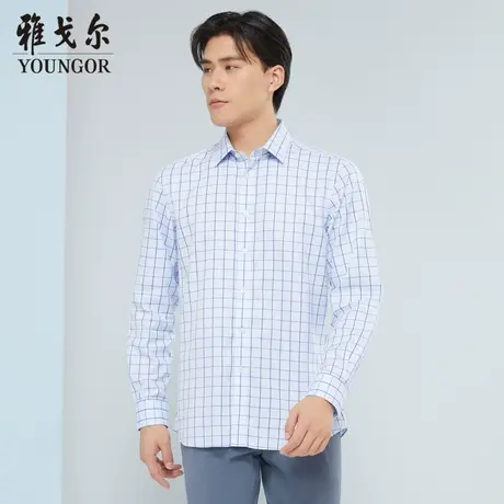 雅戈尔奥莱 商场同款男士长袖衬衫秋季新款官方商务休闲免烫衬衫商品大图