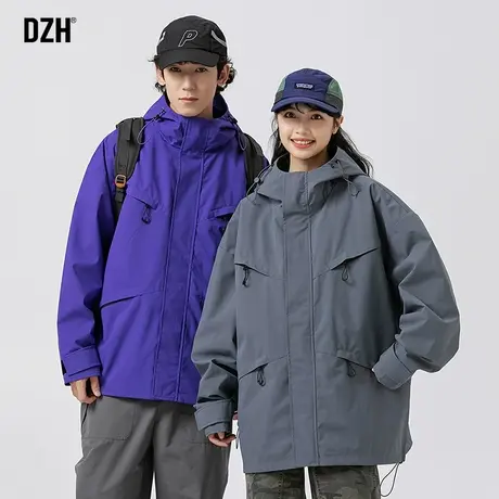 情侣秋季防水冲锋衣男高级感2023新款工装连帽外套情侣装运动夹克商品大图