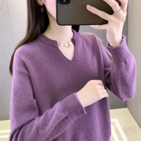 高级感软糯绒毛奶fufu毛衣女内搭打底衫女秋冬新款慵懒风针织上衣商品大图