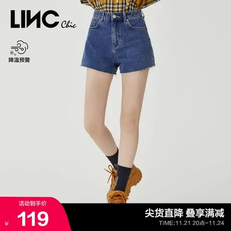 LINCCHIC金羽杰裤子百搭显瘦直筒牛仔短裤女932107商品大图