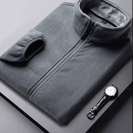 加绒加厚夹克男士休闲抓绒卫衣秋冬季新款羊羔绒上衣服保暖外套男图片