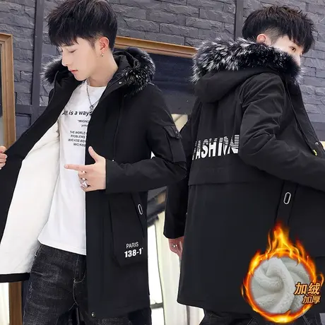 秋装男士风衣中长款韩版潮流修身秋冬季外套男加绒加厚冬装外衣服商品大图