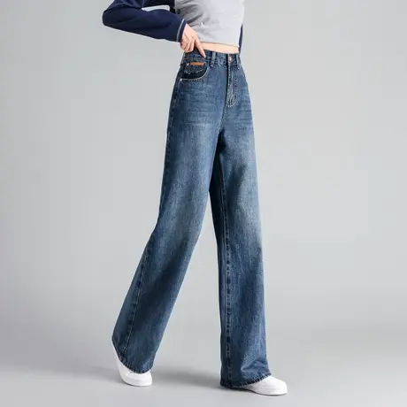 时尚牛仔裤2023年秋冬新款高腰宽松气质百搭通勤个性直筒长裤女商品大图