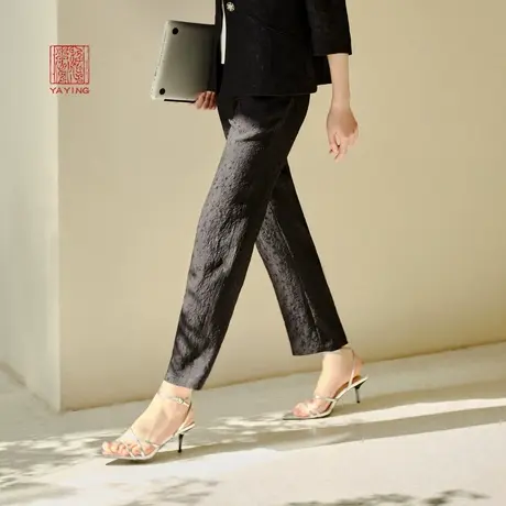 EP雅莹高端系列 优雅醋酸提花锥形休闲裤 2023秋冬新款6428A图片