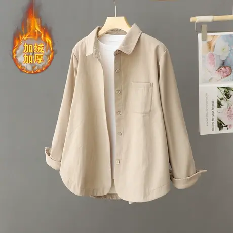 加绒加厚保暖外套衬衫女装2024年新款秋冬季爆款衬衣开衫休闲外套图片