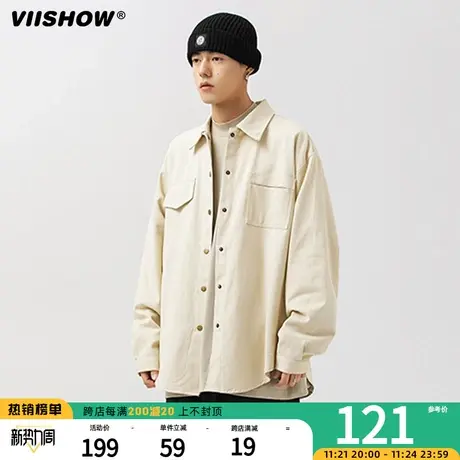 VIISHOW日系cityboy长袖衬衫男款春秋季工装夹克宽松美式外套男图片