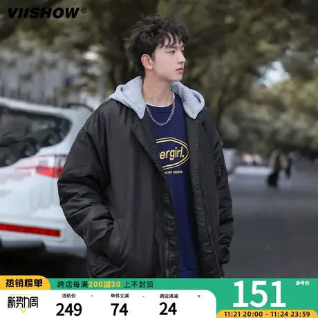 VIISHOW日系潮流保暖连帽棉衣秋冬新款外套男生宽松休闲男士棉服商品大图