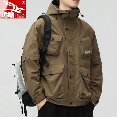 远瞻夹克外套男春秋季2023新款潮牌宽松连帽工装男士休闲上衣秋装商品大图