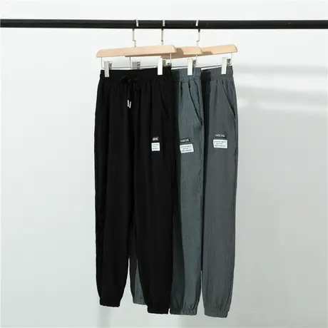 2023新款夏季长裤子男款直筒宽松休闲裤修身冰丝仿亚麻运动裤薄款商品大图