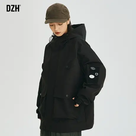 男女情侣装外套男春秋季日系潮牌复古连帽工装夹克2023新款冲锋衣商品大图