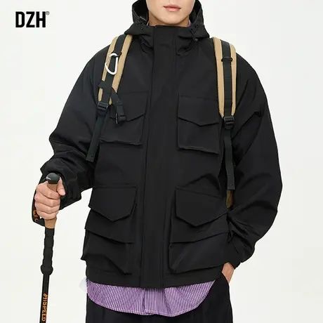 男士黑色冲锋衣男款秋季外套高级感痞帅工装夹克潮牌户外登山服潮商品大图