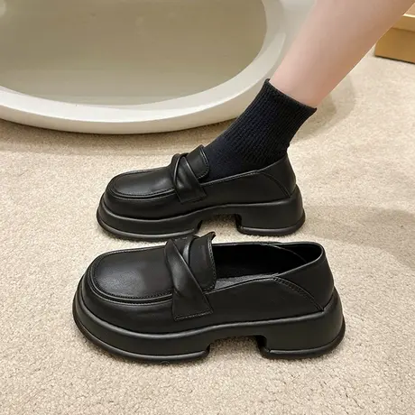 英伦风小皮鞋女2023夏春新款厚底日系jk鞋子法式乐福鞋配裙子单鞋商品大图