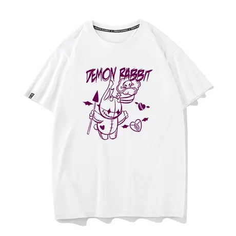 秀洛小恶魔兔子周边衣服潮牌纯棉短袖T恤男女打底衫体桖上衣半袖图片