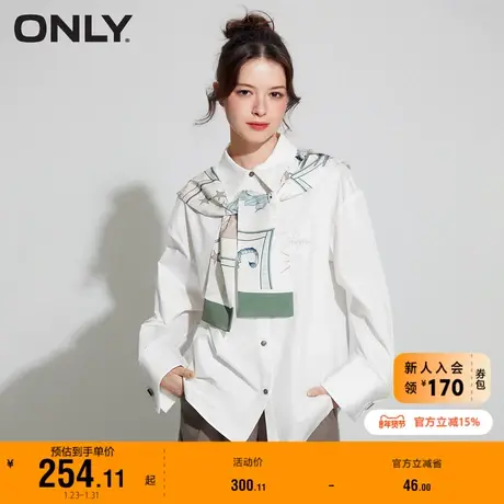 ONLY奥莱2023夏季新款时尚潮流休闲印花宽松翻领衬衫女商品大图
