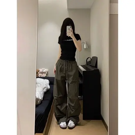 正肩短袖t恤女小个子夏季紧身辣妹风美式复古设计感小众短款上衣商品大图