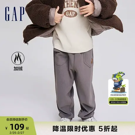 Gap男童冬季LOGO加绒保暖灯芯绒休闲裤大小童同款加厚长裤784959商品大图