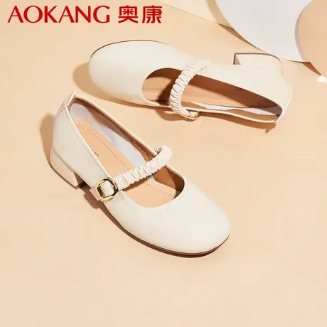 奥康女单鞋2023新款平底玛丽珍鞋商场晚晚鞋新款女鞋真皮鞋子法式商品大图