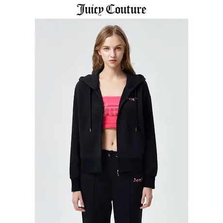 Juicy Couture橘滋外套女2023春季新款时尚宽松美式针织连帽夹克图片