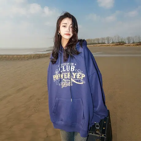 YEP美式复连帽卫衣女2023新款春秋款设计感宽松长袖上衣外套ins潮商品大图