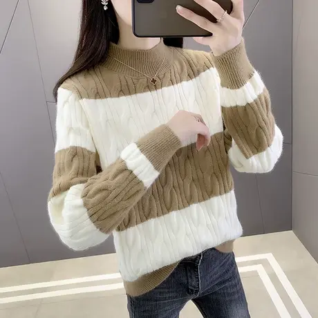 半高领毛衣女秋冬新款韩版宽松外穿套头加厚内搭长袖针织打底衫女商品大图