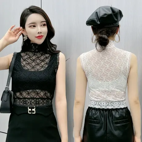 蕾丝打底衫女2022年新款欧货小衫 洋气 超仙今年流行蕾丝镂空内搭图片