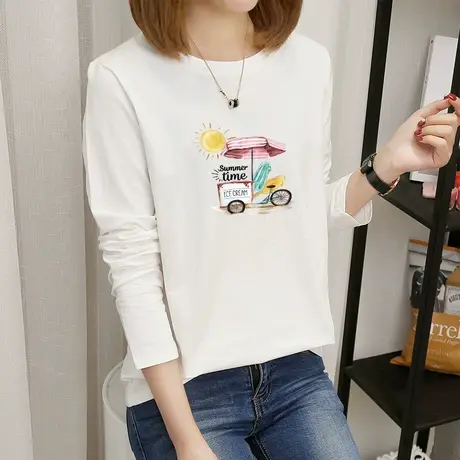 2022年ins潮长袖t恤女韩版休闲小众上衣女早春季薄款内搭打底衫女图片