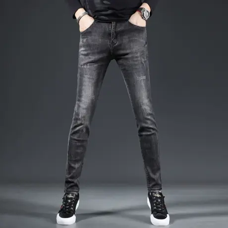 秋季牛仔裤男款修身小脚裤2023新款潮流韩版弹力牛仔长裤男春秋款商品大图