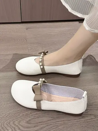 软底软皮单鞋女夏季2023新款不累脚一脚蹬玛丽珍女鞋平底豆豆鞋秋商品大图