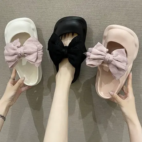 包头凉拖鞋夏季外穿可爱蝴蝶结玛丽珍洞洞鞋踩屎感防滑厚底沙滩鞋商品大图