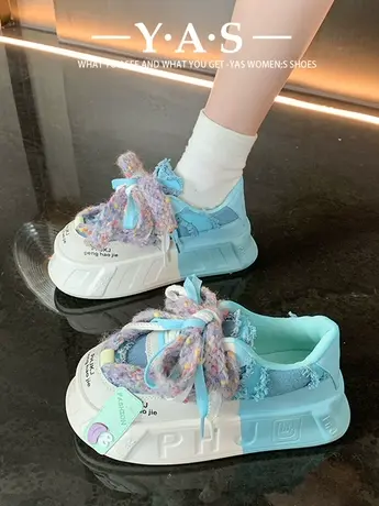 奶fufu厚底增高小白鞋女2024年春季新款爆款板鞋多巴胺彩色单鞋子图片