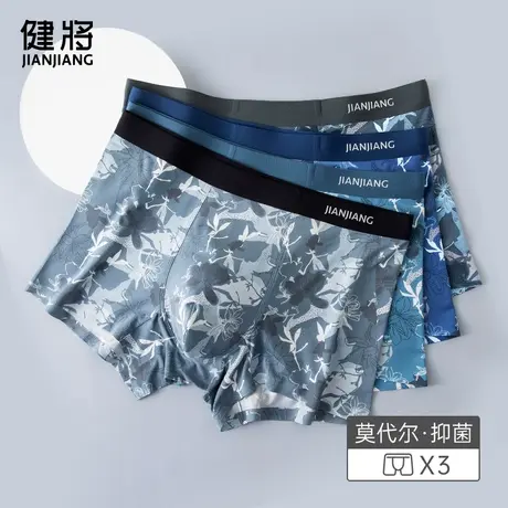 健将男士内裤纯棉裆莫代尔四角裤抗菌大码男生平角短裤头夏季新款商品大图