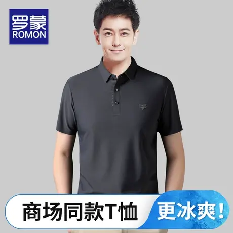 罗蒙短袖t恤男夏季薄款2023新款商务休闲翻领宽松POLO衫体恤上衣图片