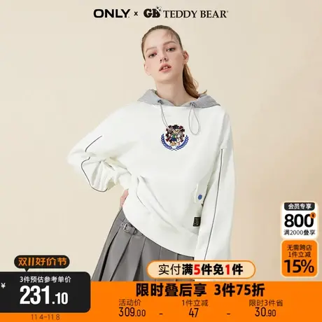 【买5免1】ONLY新款GB TEDDY BEAR泰迪熊连帽卫衣女|12319S015商品大图