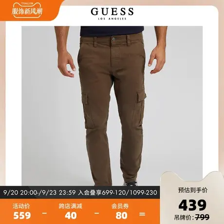 GUESS男士潮牌工装风修身薄款舒适直筒小脚休闲裤长裤M2BB20WEYB3商品大图