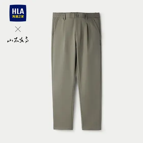 HLA/海澜之家山不在高系列休闲裤25春秋新款松紧腰时尚绣花裤子男商品大图