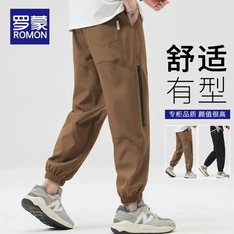 罗蒙工装裤子男士2025春秋季新款宽松束脚裤潮牌休闲弹力运动长裤商品大图