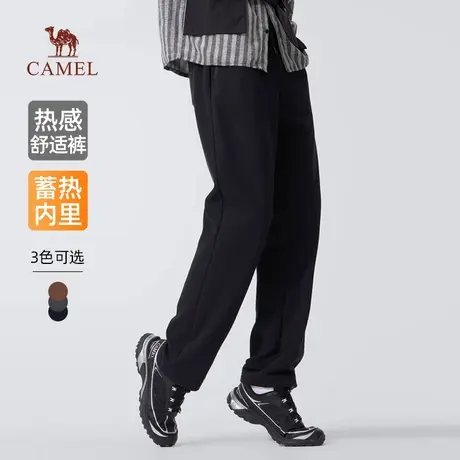 骆驼男装休闲裤男士2025新款冬季加绒保暖弹力直筒摇粒绒长裤子商品大图